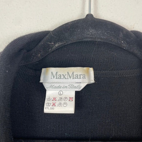 Max Mara Women's L Italy Wool Knit Blazer Long Cardigan Coat Black 100% Wool - Picture 3 of 9